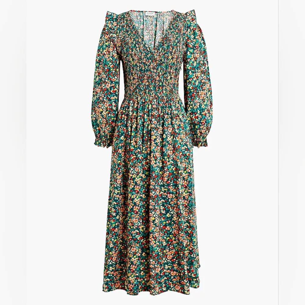 J. Crew Floral Smocked Dress - Multicolor
